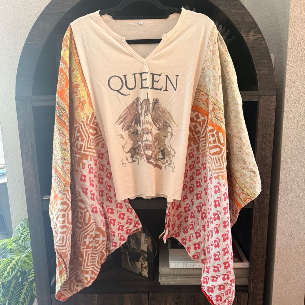 Queen Upcycled Kantha T-Shirt will fit size 0-3X